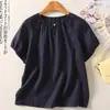 La nueva camiseta de pulóver estilo dopamina de este verano es una prenda versátil, de corte holgado y manga corta, hecha de algodón y lino, no elástica, para mujer.