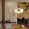 Restaurante estético de la dinastía Song, candelabro pequeño para entrada, pasillo, balcón, lámpara de dormitorio vintage de mediados de siglo, floral, de diseño francés