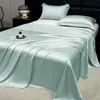 Juego de Sábanas de Seda Helada de Color Sólido para Verano, Agradable para la Piel, Lavable, Lavable a Máquina, Pieza Única para Dormitorio Estudiantil, Disponible para Dropshipping