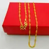 Cadena Fina de Cobre Chapado en Oro Cadena de Eslabones Cuadrados 1mm Cadena de Eslabones Cuadrados con un Color por Dentro y por Fuera Oro Arena Vietnamita Cadena para Mujer 45cm Oro de Imitación