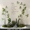 Plantas Verdes Simuladas com Toque de Luxo, Combinação de Paisagismo com Plantas Artificiais, Conjunto Completo de Decorações para Janelas Internas, Design Criativo Biomimético Estilo Wabi-Sabi