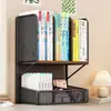 Organizador de libros para escritorio de estudiante, estantería de escritorio para el hogar, estante de almacenamiento de papelería de doble capa y múltiples filas