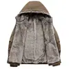 Chaqueta de Algodón para Hombre Otoño e Invierno Acolchada Gruesa con Felpa Cremallera con Capucha Versión para Personas de Mediana Edad y Jóvenes Chaqueta Integrada de Lona Lavada con Felpa