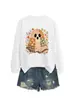 Amazon eBay site independente casual confortável divertido feminino retalhos flor fantasma Halloween nova blusa de moletom