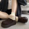 2024 Invierno forrado de vellón Engrosado Tubo Corto Zapatos de Algodón Botas Mao Mao Botines Cortos Vintage Pequeños Botas de Nieve para Mujer con Suela Gruesa y Aumento