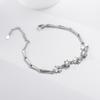 Venta caliente transfronteriza venta directa de fábrica pulsera de la suerte de flor de seis pétalos hoja de bambú joyería de mano de imitación de plata de alta textura para mujer