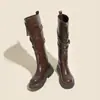 Botas Altas Marrones Chuyuji para Mujer, Botas de Montar, Nuevo Estilo Británico Maillard Delgado de Caña Alta Otoño 2026