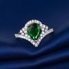 Nueva corona de lujo incrustada con gema verde de circonio anillo de diamante de moda europea y americana para mujer se refiere a superventas transfronterizos tiembla en vivo con mercancía