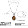 Collar Colgante Misterioso Estilo Francés Retro Ovalado Piedra Ojo de Tigre Ágata Negra Acero Inoxidable 18K Collar Largo