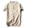 Camiseta masculina de manga curta de linho japonesa de verão, tamanho grande, algodão e linho, meia manga, camiseta fina masculina, atacado