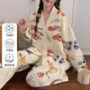 Pijama Nuevo Estilo Otoño e Invierno 2024 para Mujer Manga Larga Estilo Delgado Estilo Celebridad de Internet INS Venta Caliente Conjunto de Cárdigan Casual para el Hogar