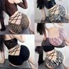 Calcinha de seda gelada estampada da moda quente feminina sexy leopardo elemento puro desejo vento cruz renda calcinhas de quadril completo para mulheres