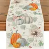 Corredor de Mesa de Temporada de Cosecha de Otoño de Venta Caliente Transfronteriza, Corredor de Mesa de Calabaza y Hoja de Arce, Tela para Mesa de Café, Sala de Estar, Restaurante, Decoración, Mantel
