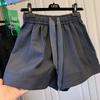 Shorts de Trabalho de Verão Novo Estilo Cor Sólida com Amarração na Cintura Elástico Emagrecedor Perna Larga Pg3524