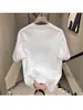 Camiseta Americana Estilosa Bad Boy de Algodão Puro Pesado com Estampa de Tubarão para Homens, Camiseta de Verão Gola Redonda Solta de Manga Curta