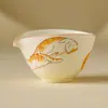Taza de Cerámica para Compartir Té de Gato Naranja Atrae-Fortuna con Esmalte Beige, Accesorio de Juego de Té de Alta Gama, Recipiente para Verter Té