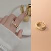 Anel Aberto de Prata S925 com Cruz de Três Camadas e Fileira de Diamantes, Simples, Elegante, Moderno, Joia de Mão para Mulheres J9510
