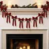 Guirlanda de sino de veludo com duas orelhas e laço de Natal transfronteiriça, fundo de parede de lareira, decoração suspensa de Natal, decoração de casa