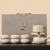 Juego de Té Ruyao para Uso en Casa, Lujo Accesible, Gama Alta, Juego de Té Kung Fu Automático Perezoso, Taza de Té, Tetera, Molinillo de Piedra, Totalmente Automático