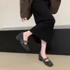 Zapatos Grises Peludos con Tacón Grueso que Aumentan la Altura Interior para Mujer, Nuevos Zapatos de Invierno Estilo Coreano de Hada Mary Jane, Zapatos de Algodón Cálidos con Forro de Felpa