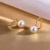 Brincos de Prata Pura S999 com Pérolas Naturais de Água Doce para Mulheres Estilo Coreano High-End Retro Brincos de Pérolas Naturais Ganchos de Orelha