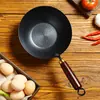 Wok Mini de Hierro Martillado a Mano Zhangqiu Sartén Pequeña para Saltear Hogareña Cazo Pequeño para Leche Sartén Plana Antiadherente de Porción Individual Tipo Yukihira