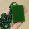 Colgante de Jaspe Imitación Hetian Jade Verde Espinaca Material de Mongolia Exterior Colgante de Joyería de Jade para Regalo de Apertura de Ventas Modelo de Transmisión en Vivo