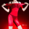 Body Hua Yu ultradelgado brillante transparente de manga corta 5D con aceite de caballo, sin entrepierna, para hombres y mujeres, talla grande, medias sexy transparentes abiertas en la entrepierna