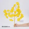 Hojas artificiales falsas, hojas de ginkgo de 5 ramas, ramas de plástico, para paisajismo, decoraciones de plantas de interior temáticas de otoño y arreglos de hojas