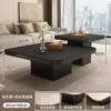 Mesa de Centro Pequeña de Lujo Ligero de Losa de Roca Cuadrada Estilo Italiano Minimalista Ecológico para Apartamento Pequeño Sala de Estar Eo