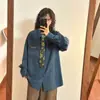 Camisa de alta calidad 2025 Primavera/Verano Nueva Llegada Estilo Universitario Retro Americano Corbata Color Sólido Versátil Para Vestir por Capas para Mujer Corte Holgado