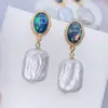 Brincos de Pérola Barroca Irregular com Pino de Prata 925, Brincos Pendentes Assimétricos, Brincos Quadrados Estilo Ins, Pérolas Naturais de Água Doce
