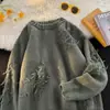 Retro Hole Crewneck Sweater Casaco Masculino Adolescentes Outono e Inverno Moda Distintivo Preguiçoso Solto Malha Sweater