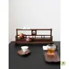 Juego de té de madera maciza de nogal negro norteamericano, soporte para tazas de té, estante de almacenamiento para tetera de arcilla púrpura, exhibición de mesa, estante de exhibición antiguo, estante de almacenamiento
