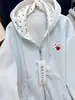 Sudadera con capucha de punto retro americano de lunares y orejas de gato para mujer, nueva chaqueta casual estilo universitario para primavera y otoño 2026, moderna