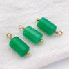 1 Pingente Pingente Cilíndrico de Jade de Pedra Natural com Preservação de Cor de Ouro Real em Aço Inoxidável DIY Pulseira Colar Acessórios de Joalheria