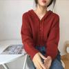 Cardigan Botão com Capuz Estilo Suave Estilo Coreano Primavera e Outono Novo 2024 Elegante Manga Longa Peça de Tricô Solta para Mulheres