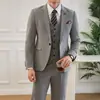 Conjunto de Terno Masculino Novo de Três Cores com Botão Único Conjunto de Terno para Trabalho e Casamento Conjunto de Traje de Casamento de Três Peças