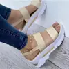 Transfronterizo 2023 nuevo verano comercio exterior talla grande con sandalias de cuña de viento dulce fabricantes femeninos venta al por mayor