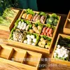 Caixa de armazenamento com compartimentos estilo japonês prato para subembalagem de lanches de vegetais para restaurante de hot pot prato de temperos para churrasco caixa de madeira para subembalagem