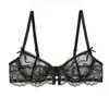 Conjunto de Sujetador y Bragas Sexy de Estilo Francés para Mujer, Ultra Delgado, Hueco, Transpirable, Cómodo, Algodón Puro en la Entrepierna, Lencería de Encaje Pura Deseo