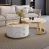 Mesa de centro de losa de roca, una opción elegante y lujosa para salas de estar, una mesa de centro redonda pequeña para uso doméstico, una mesa auxiliar informal para la sala de estar, una mesa de té redonda pequeña