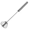 Batidor de Huevos Semiautomático de Acero Inoxidable Batidor Manual Giratorio para Crema Huevo Palo Mezclador Gadget para Hornear Batidor de Huevos