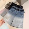 Jeans Retro de Cinco Puntos con Color Degradado para Mujer 2025 Primavera y Verano Nuevo Estilo Coreano Moda Shorts Pantalones Rectos de Cintura Alta