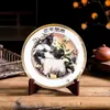 Placa Colgante en Relieve del Año del Caballo del Zodíaco Doce Placa Decorativa para Sala de Estar del Hogar Cerámica de 10 Pulgadas Artesanía Regalo Placa Conmemorativa