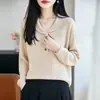 Estilo Old Money Francés Ropa de Punto con Solapa para Mujer Otoño Invierno Nuevo Suéter Holgado Adelgazante Versátil de Manga Larga Capa Base Cálida