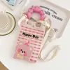 Bolso de Teléfono Móvil a Cuadros para Mujer Bolso Cruzado de Hombro Pequeño Lindo Ligero Bolso Tejido Bolso de Punto