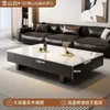 Mesa de Centro Estilo Italiano Sala de Estar Rectangular Combinación de Gabinete de TV Lujo Ligero Apartamento Pequeño Hogar Simple Moderno Mesa de Té Otro