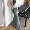Borde del Cabello Micro-destello Jeans Otoño talla extra Suelto Pantalones Herradura Elástico Retro Acampanados de Cola Larga Pantalones de Mujer Cintura Alta Adelgazantes