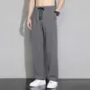 Pantalones de Hielo de Seda para Hombre de Primavera y Verano, Pantalones Largos Casuales Delgados de Corte Holgado con Cintura Elástica, Pantalones Deportivos Rectos con Caída